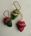 Velvet Acorn  Ornament Set Kit - red and green