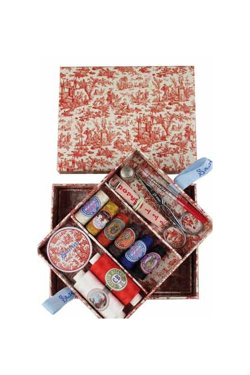 Stocked Sewing Box - Red Toile de Jouy