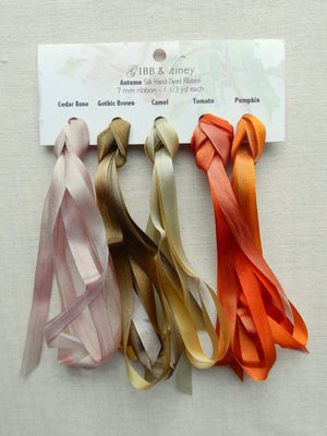 7mm Cedar Rose/Gothic Brown/Camel/Tomato/Pumpkin - Silk Ribbon Collection