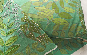 "Leafy" Linen Cushion Panel - Green version