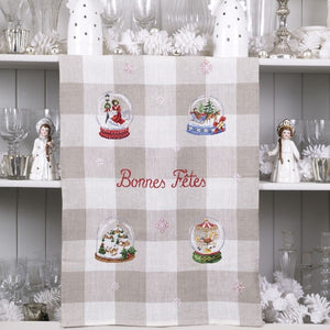 Snowballs - Linen Tea Towel