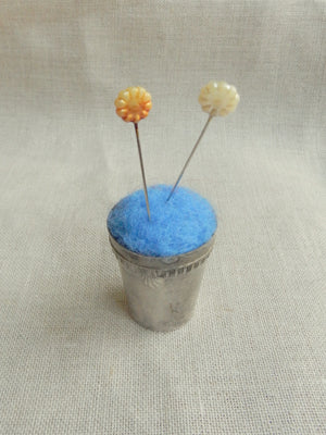 Metal Pin Cushion -  light blue