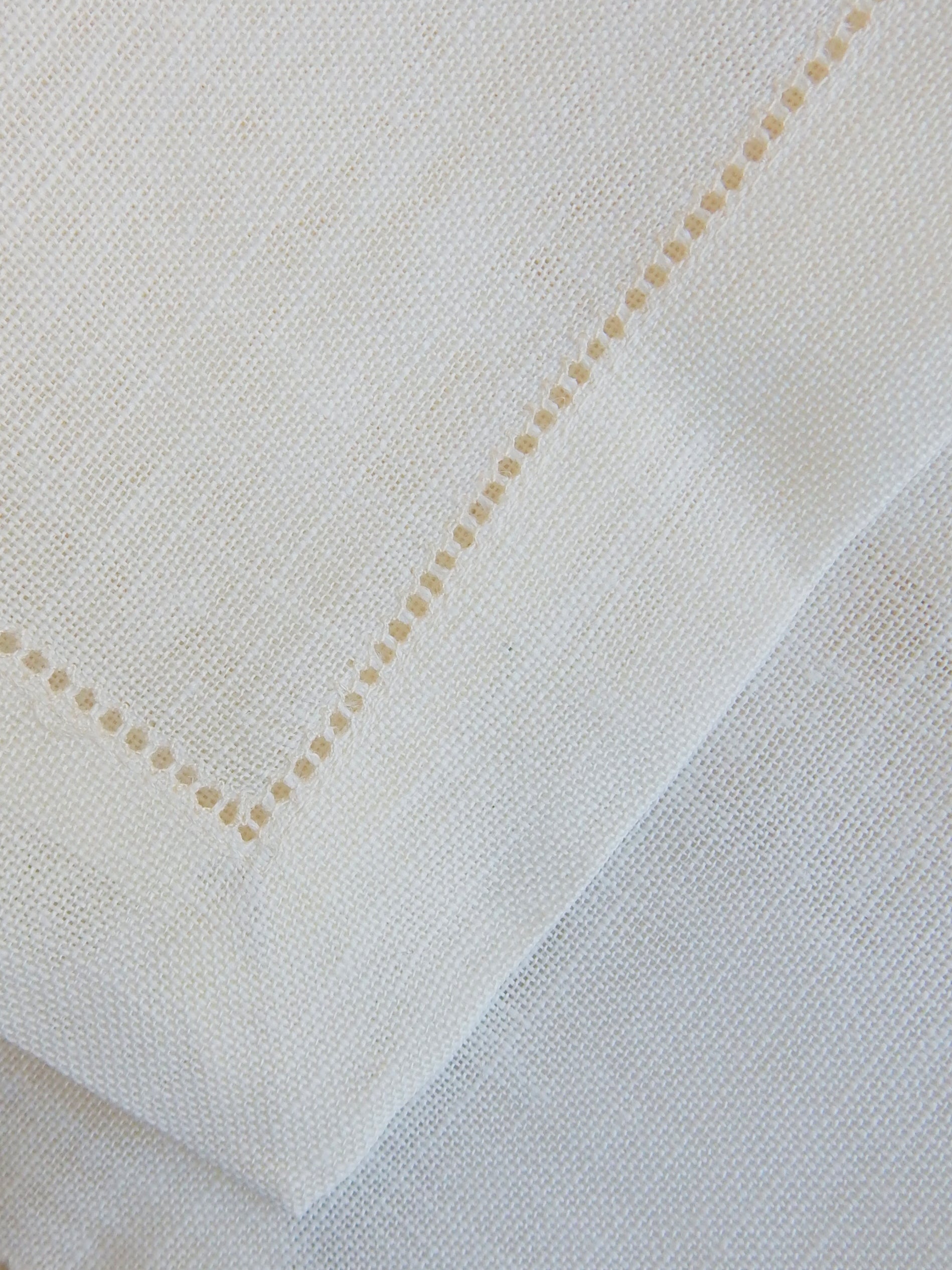 Ivory linen table topper The French Needle