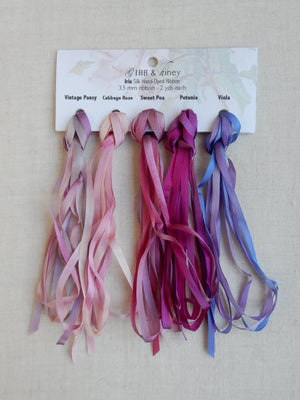 3.5mm Vintage Pansy/Cabbage Rose/Sweet Pea/Petunia/Viola- Silk Ribbon Collection